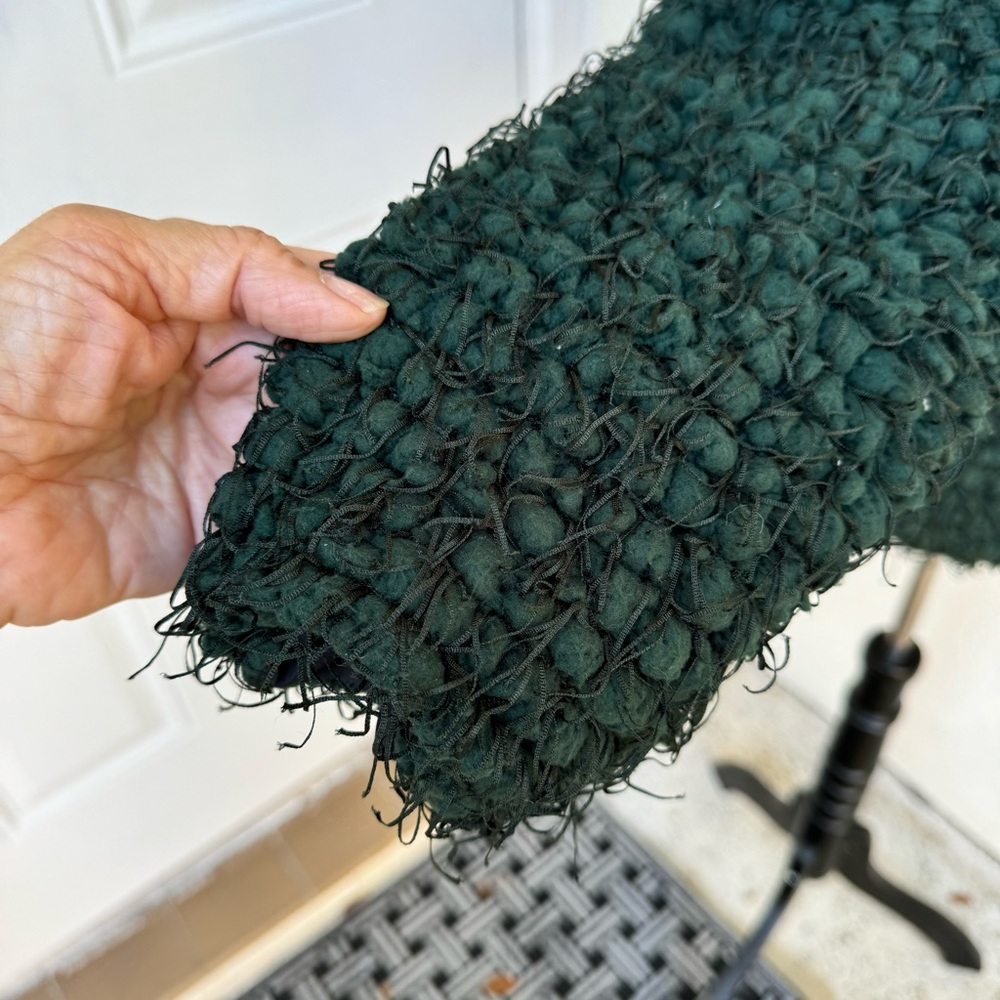 ZARA.  Teddy, Emerald Green Open Jacket. Warm and Cozy. Size Large. Fully lined. - Picture 7 of 14